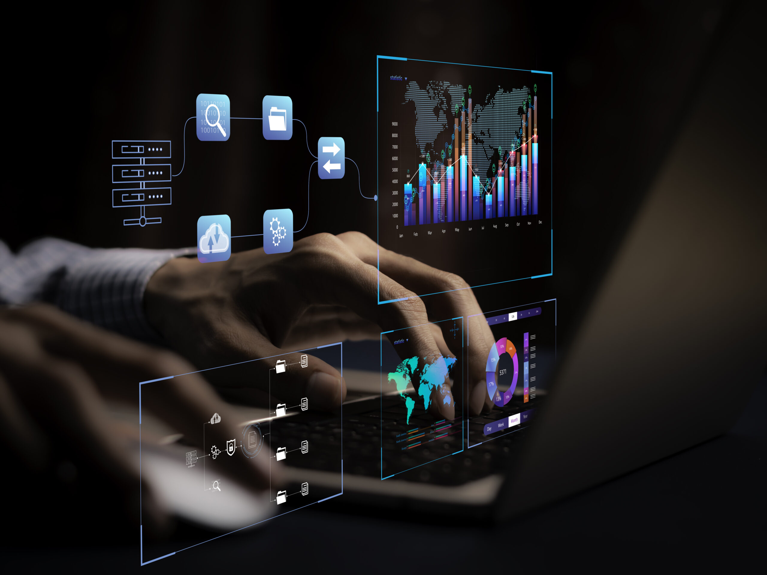 businessman working with business Analytics and Data Management